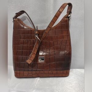 Dooney & Bourke Brown Croc-Embossed Leather Shoulder Bag